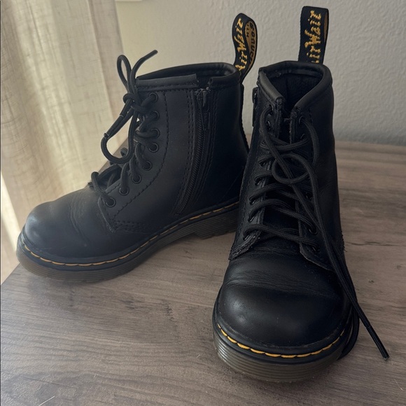 Dr. Martens Black Boots with Yellow Accents - Picture 2 of 5